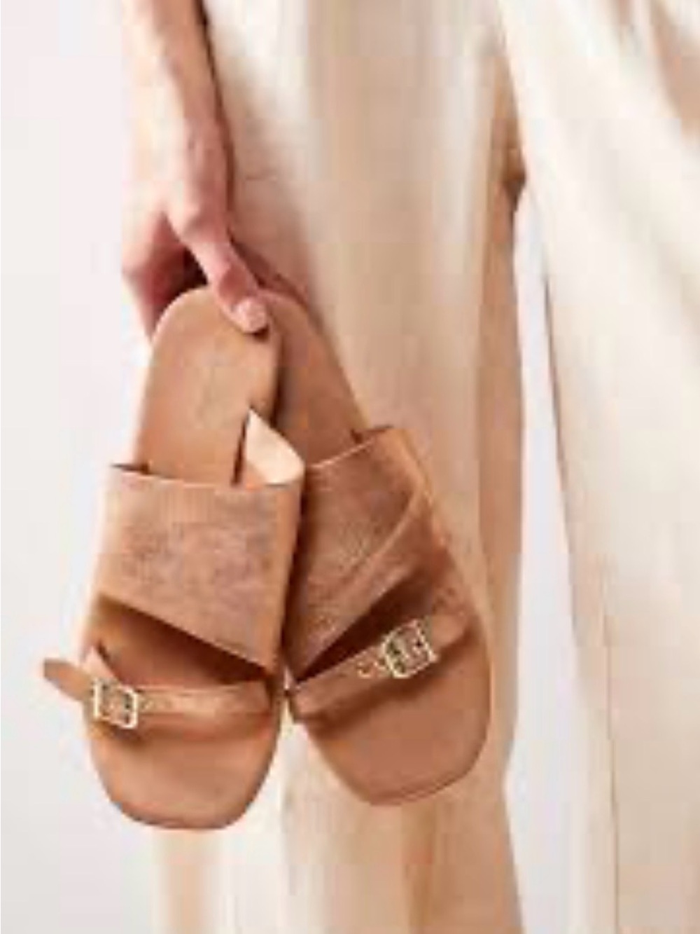 Free People Mila Minimal Rose Gold Leather Slide Sandals Size 7.5